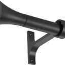 1Inch Single Curtain Rods, Decorative Drapery Rods Adjustable 84-120IN Length, With Horn Finials, Wall Mount and Ceiling Mount, Matte Black