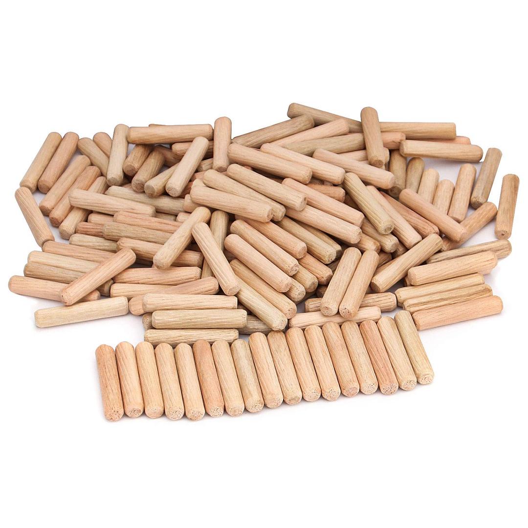 ZOENHOU 1000 PCS 5/16" x 1 1/2" Wooden Dowel Pins, Straight Dowel Rods Made of Hard Wood, Fluted Wood Dowel Plugs with Beveled Ends Tapered for Easy Insertion, Accessory Kit for Woodworking Furniture