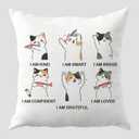 Inspirational Cat Pillow Covers 18x18, Cat Lover Lady Mom Dad Owner Gifts, Positive Affirmation Quotes Cute Kitten Decorative Throw Pillow Covers for Kids Room Bedroom Home
