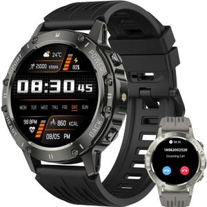Smart Watch for Men Fitness Tracker: Bluetooth Waterproof Make Answer Call Digital Mens Watches Running Smartwatch for Android Phones iPhone Samsung Compatible Step Pedometer Sleep Heart Rate Monitor