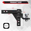 TYT Adjustable Trailer Hitch Ball Mount, 2" Towing Ball 7500 LBS, 9-1/2" Drop and 8-1/4" Rise, Fits 2-in Receiver with 2 Pin&Clips and 5/8" Premium Pin Lock for Heavy Duty Truck