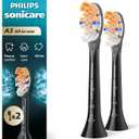 Philips Sonicare A3 All-in-One - Genuine Replacement Electric Toothbrush Heads, Black, 2 Pack, HX9092/95