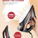 Sundu Steam Iron for Clothes with Rapid Heating Ceramic Coated Soleplate,1500W with Precise Thermostat Dial,Self-Cleaning, Auto-Off,11.84oz Water Tank for Home Clothes Ironing Use,Red