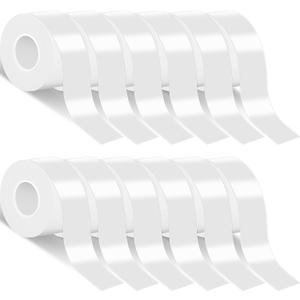 Fulmoon 12 Rolls Continuous Labels D30 Label Maker Tape 15 mm x 4 M/ 0.59'' x 13.12 ft Labeling Stickers Thermal Paper Self Adhesive Label Tape Compatible with D30 Maker(Transparent)