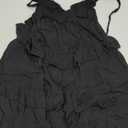 R.Vivimos Women's Summer Dress Boho Sleeveless Halter Layered Ruffle Casual Swing Mini Dress with Pockets (Medium, Black)