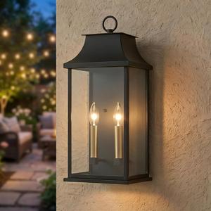 Dusk to Dawn Outdoor Wall Light, Large 20.6in Waterproof Porch Lantern, 20.63inch 2-E12 Base