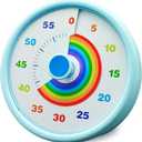 Rainbow Visual Timer for Kids, 60 Minute Silent Countdown Clock with Color Disk, Time Management Tool for ADHD, Classroom, Kitchen, Office, Study, Pomodoro