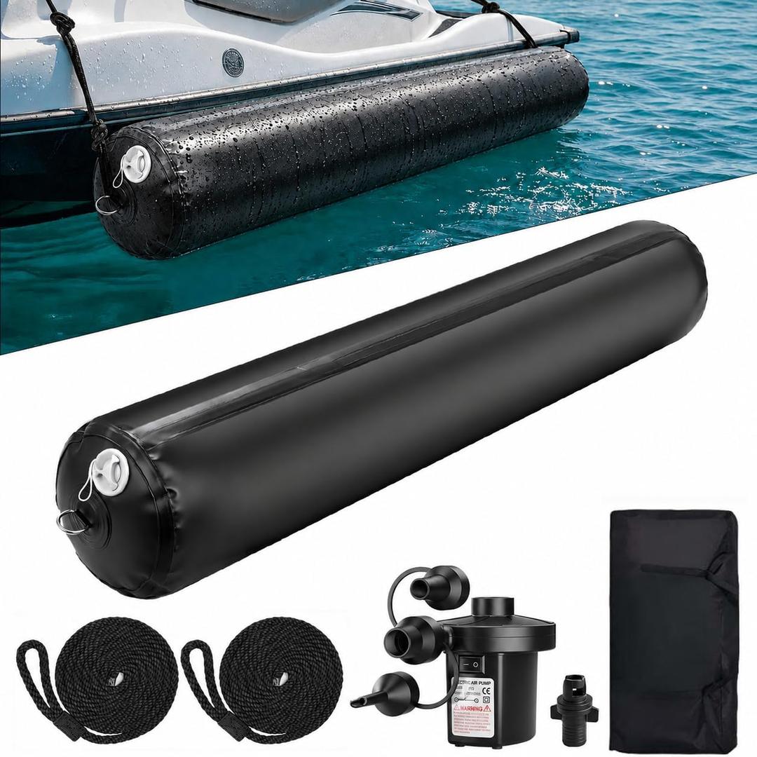 Inflatable Boat Fenders for Docking Heavy Duty Boat Bumpers 10"x27.5"/24" x 5'/18" x 10' Dock Fenders for Pontoon, Fishing Boat, Yacht, Dia 24” x L 5' 1 PACK