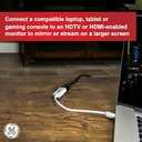 GE Mini DisplayPort Thunderbolt to HDMI Adapter, Compatible with Apple iMac, MacBook and PC, Supports Full HD 1080P and 4K Ultra HD, White, 33589