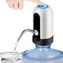 JOYHILL 5 Gallon Water Bottle Dispenser, USB Charging Water Bottle Pump, Portable Water Dispenser Pump for Camping (White)