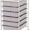 6-Tier Utility Cart with 6 Drawers, Rolling Utility Cart with 2 Lockable Caster Wheels, Multipurpose Mobile Rolling Drawer Cart for Office Bathroom Kitchen, Gray (Grey)