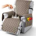 TAOCOCO 100% Waterproof Recliner Covers, Recliner Sofa Covers with Leg Straps, Reversible Recliner Couch Cover for Reclining Chair, Washable Couch Protector for Pets Kids(1 Seater 22", Taupe)