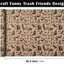 WRAPAHOLIC 30 Inch Kraft Animal Wrapping Paper Roll - 30 Inch x 33 Feet - Vintage Funny Trash Friends Opossum Rat Crow Cat Skunk Mouse Design Perfect for Birthday, Party, Holiday