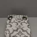 Jinchan Extra Long Linen Curtains for Living Room - Grey Damask Patterned 96 Inches Long for Bedroom - Light Filtering Vintage 8FT Drapes With Grommet Window Treatments - 2 Panels Set