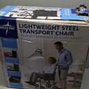 Medline Lightweight Steel Transport Chair, Folding Chair is Portable, Large 8in Back Wheels, 19in Wide Seat, Red