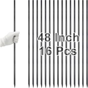 VVOKGO Rebar Stakes 48 Inch 16-Pack Concrete Form Stakes Heavy Duty Straight Ground Anchors, 3/8" Diameter Metal Steel Spikes with Chisel Point End for Plant Support, Garden Border,Landscape Edging