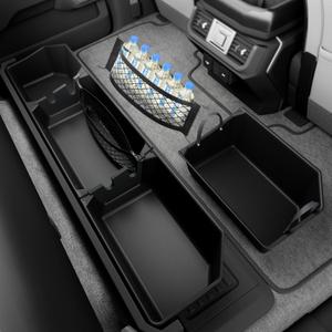 POPSTORE Underseat Storage Box Upgraded Rear Under Seat Organizer Cargo Box Compatible with 2015-2025 Ford F150 SuperCrew & Crew Cab, 2017-2025 Ford F250 F350 F450 F550 Super Duty