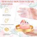 SiliFine 50 Sets Disposable Individual Charcuterie Cups with Lids Clear Plastic Cupcake Container Gold Cocktail Picks Appetizer Disposable Wooden Forks for Wedding Birthday Dessert Display