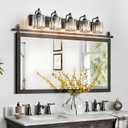5-Light Black Bathroom Light Fixtures Over Mirror Modern Vanity Lights Crystal Wall Sconce Vintage Bathroom Lighting with Crystal Shade E26 Base for Bedroom, Living Room, Hallway