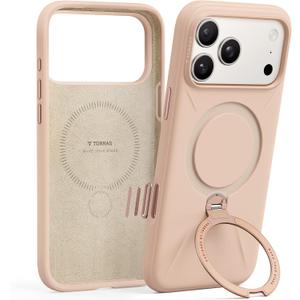 TORRAS Ostand Q3 Silicone for iPhone 17 Pro Max Case, Fit for MagSafe, 360 Spin Stand, Soft Liquid Silicone Cozy Grip, Camera Control, Protective Case for iPhone 17 Pro Max for Women Girl, Bliss Pink