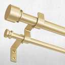 Double Curtain Rod, Gold Extra Long Dual Curatin Rod for Windows 72 to 144 Inches, 1" Adjustable Heavy Duty Window Treatment Rods with End Cap Finial, Decorative Spliced Metal Drapery Rods