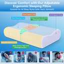 Cervical Neck Pillow for Pain Relief- Queen Size Adjustable Cooling Pillow for Sleeping, Memory Foam Pillows for Neck Shoulder, Ergonomic Contour Bed Pillow for Side, Stomach & Back Sleepers