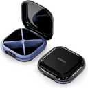 ONTERATE Small Pill Case, Travel Pill Organizer, Small Pill Box, Pill Container for Purse 4 Compartments, Daily Compact Travel Medicine Holder for Vitamins Medication (Black)