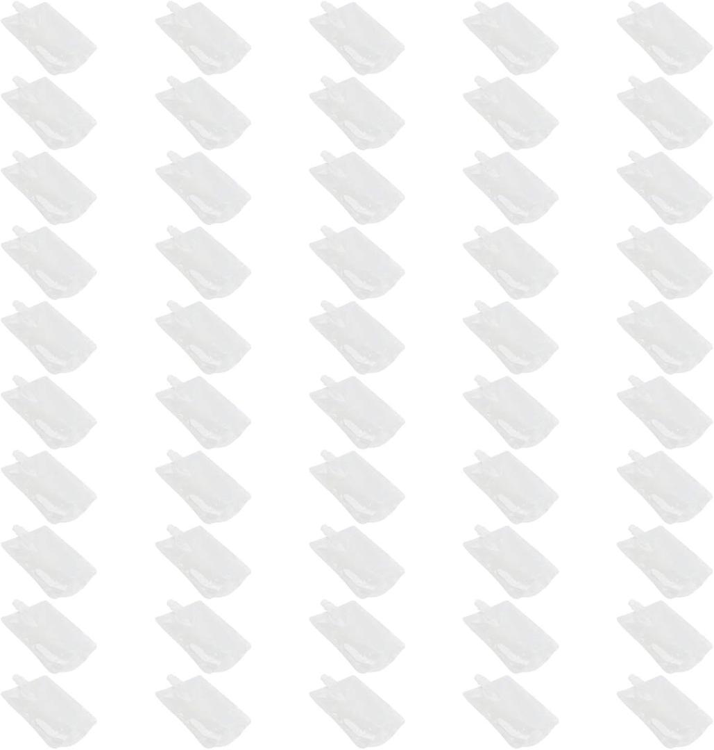 DOITOOL 50Pcs 300Ml Reusable Suction Nozzle Seal Packaging Bags Clear Plastic Drink Pouches for Soy Milk Juice Liquid Storage Portable Leakproof