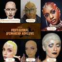 Bald Cap Halloween Makeup Kit, Latex Bald Wig Cap with Spirit Gum Adhesive & Remover for Woman Man Kids Professional Bald Cap Set for Cosplay,Sfx Halloween Costumes Party Theater look-with Instruction