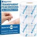 Transparent Film Dressing Roll, 4in x 15 Yards, Waterproof Tattoo Aftercare Bandage, Waterproof Adhesive Bandages for Wound Care, IV Shield, Shower & Swimming (About 108 Sheets of 4"x5" Film)