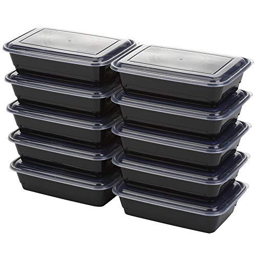GoodCook Meal Prep Containers, Single Compartment 10-Pack, BPA-Free Reusable Food Storage, Black, Microwave & Freezer Safe, Stackable Meal Prep Containers for Lunches and Snacks