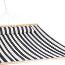 Sunnydaze Quilted Outdoor Hammock with Spreader Bars - Heavy-Duty 450-Pound Capacity Double Hammock for Outside - Black and White