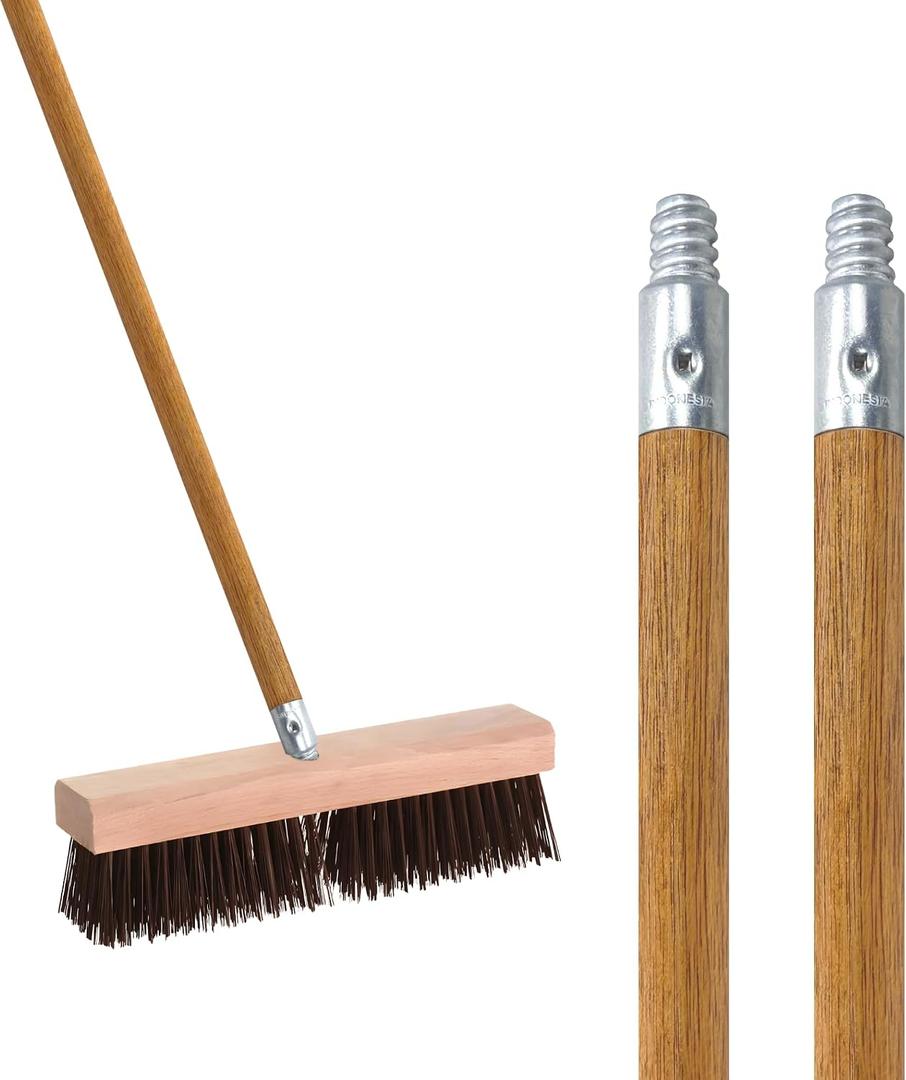 Commercial Products 54-inch Replacement Wood Broom Handle with Threaded Metal Tip and Lacquered for Floor Cleaning Sweeping in Home and Office (Pack of 2)
