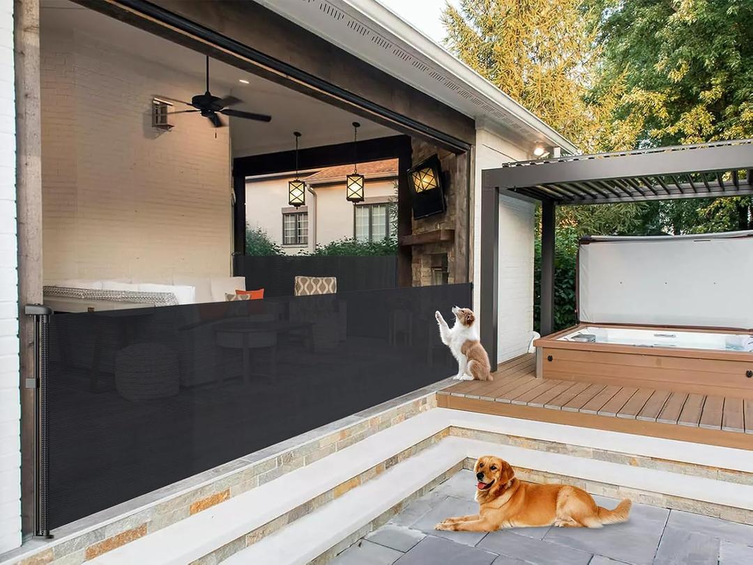 180 Inch Retractable Baby Gates - 41" Extra Tall Extra Wide Mesh Dog Gates for Large Openings Indoor(Black) (41" Tall x 180" Wide)