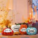 Bucherry Set of 4 Thanksgiving Pumpkins Fall Table Decor for Home Table Centerpieces, Harvest Autumn Resin Pumpkin Figurines Indoor Tabletop Centerpieces Decorative for Dining Room Shelf Decoration