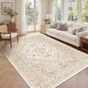 zesthome 5x7 Area Rugs - Ultra-Thin Washble Rug, Stain Resistant Anti Slip Backing Rugs for Living Room,Bedroom, Vintage Home Decor Area Rug (Cream/Beige)