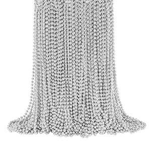 144 PCS Silver Bead Necklaces, Silver Mardi Gras Christmas Beads Necklaces, 4th of July Beads Necklaces, 33'' 7 mm Silver Party Beads for Patriotic Day, Mardi Gras, Christmas, Carnival Party Favors 144 PCS Silver Bead Necklaces, Silver Mardi Gras Christmas Beads Necklaces, 4th of July Beads Necklaces, 33'' 7 mm Silver Party Beads for Patriotic Day, Mardi Gras, Christmas, Carnival Party Favors