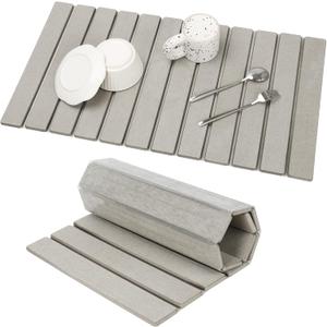 Extra Large Stone Dish Drying Mat for Kitchen Counter, 28"16" Eco-friendly,Instant Drying Pad,Diatomaceous Earth Water Absorbing Mat, Foldable and Super Absorbent Dish Drying Stone Mat, Warm Gray (27.9" x 15.4")