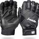 Franklin Sports MLB 2nd Skinz Batting Gloves - Adult & Youth Baseball & Softball - Men's & Kids Teeball & Softball Gloves, Youth M(Black/Black)