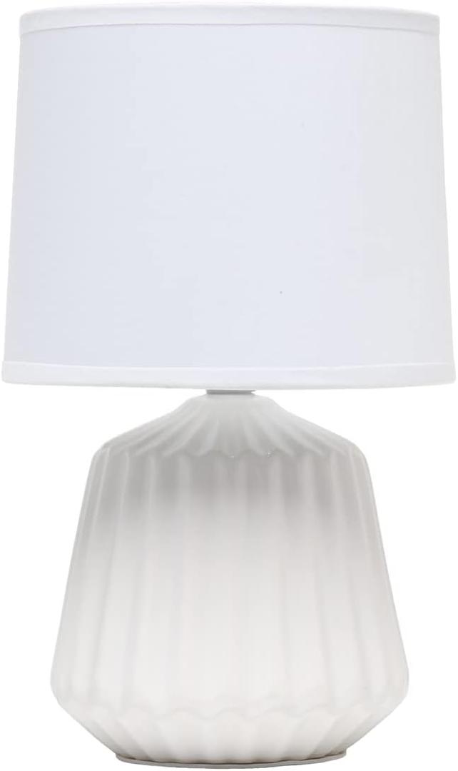 Simple Designs LT1120-OFF Petite Mini Pleated English Ceramic Base Table Lamp, Off White