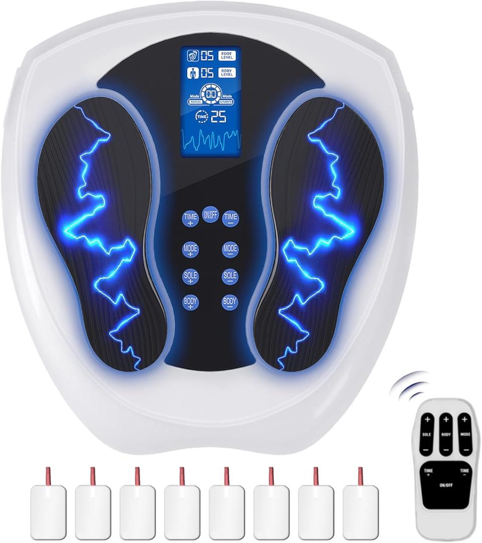 Neuropathy Pain Relief for Feet Massager Pro, 3D EMS Foot Massager for Neuropathy 8 TENS Pads, Electric Foot Health Nerve Muscle Stimulator Circulation for Plantar Fasciitis - FSA or HSA Approved (White)
