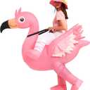 One Casa Inflatable Flamingo Costume Riding On Flamingo Air Blow up Funny Fancy Dress Party Halloween Costume for Adult