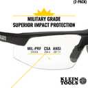 KLEIN TOOLS 60171 Safety Glasses, PPE Protective Eyewear with Semi Frame, Scratch Resistant and Anti-Fog, Clear Lens, 2-Pack