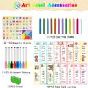 Kids Tabletop Double-Sided Wooden Art Easel - Chalkboard & Whiteboard Painting Board for Toddlers, Dry-Erase Classroom Desk Easel with Chalk, Markers, Eraser, Magnetic Letters/Numbers & Flashcards, 15.1 inches x 10.7 inches x 7.6 inches