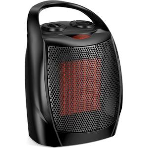 ZAFRO Space Heater - With Thermostat Overheat&Tip-Over Protection, 3 Modes Small Heater, 1500W PTC Ceramic Fast Safety Heater for Bedroom,Office and Indoor Use (Black)
