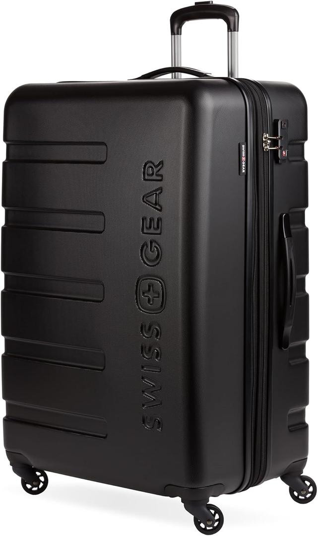 SwissGear 7366 Signature Hardside Expandable Luggage with Spinner Wheels, TSA Lock, Black, Checked-Large 27-Inch
