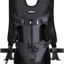 PetBonus Pet Front Dog Carrier Backpacks, Adjustable Pet Backpack, Legs Out Easy-fit Puppy Chest Carrier for Medium Small Dogs, Hands Free for Hiking, Cycling (Black, L)