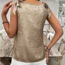 SHENHE Women's Metallic Tank Top Tie Bow V Neck Sleeveless Dressy Casual Going Out Blouse Top (M)
