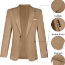 Linen Men Suit Set Casual Tuxedo 2 Piece Regular Fit Blazer One Button Solid Jacket and Pants for Prom Wedding Party (Beige, XXL)