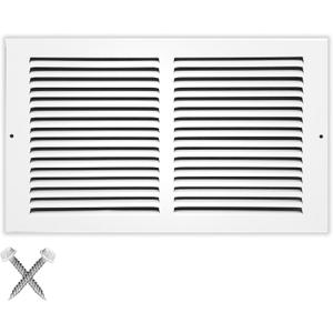 14" x 8" Baseboard Return Air Grille - HVAC Vent Duct Cover - 7/8" Margin Turnback for Flush Fit with Baseboard Work Grill - White [Outer Dimensions: 15.75" W x 9.75" H]